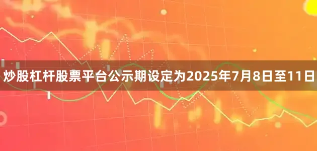 炒股杠杆股票平台公示期设定为2025年7月8日至11日